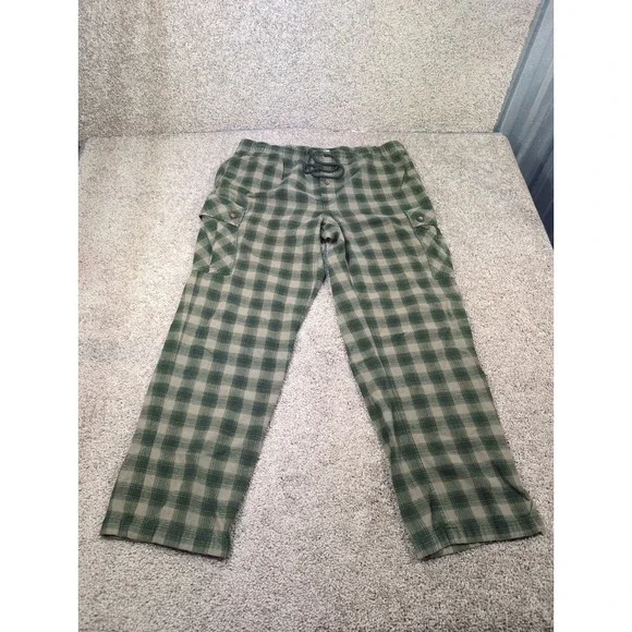 Duluth Trading Co Mens Green Plaid Cargo Lounge Pants L x 32 Cotton 3237-86 - Picture 1 of 8